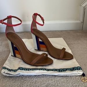 Tory Burch Color-blocked, Wooden, Wedge Sandal